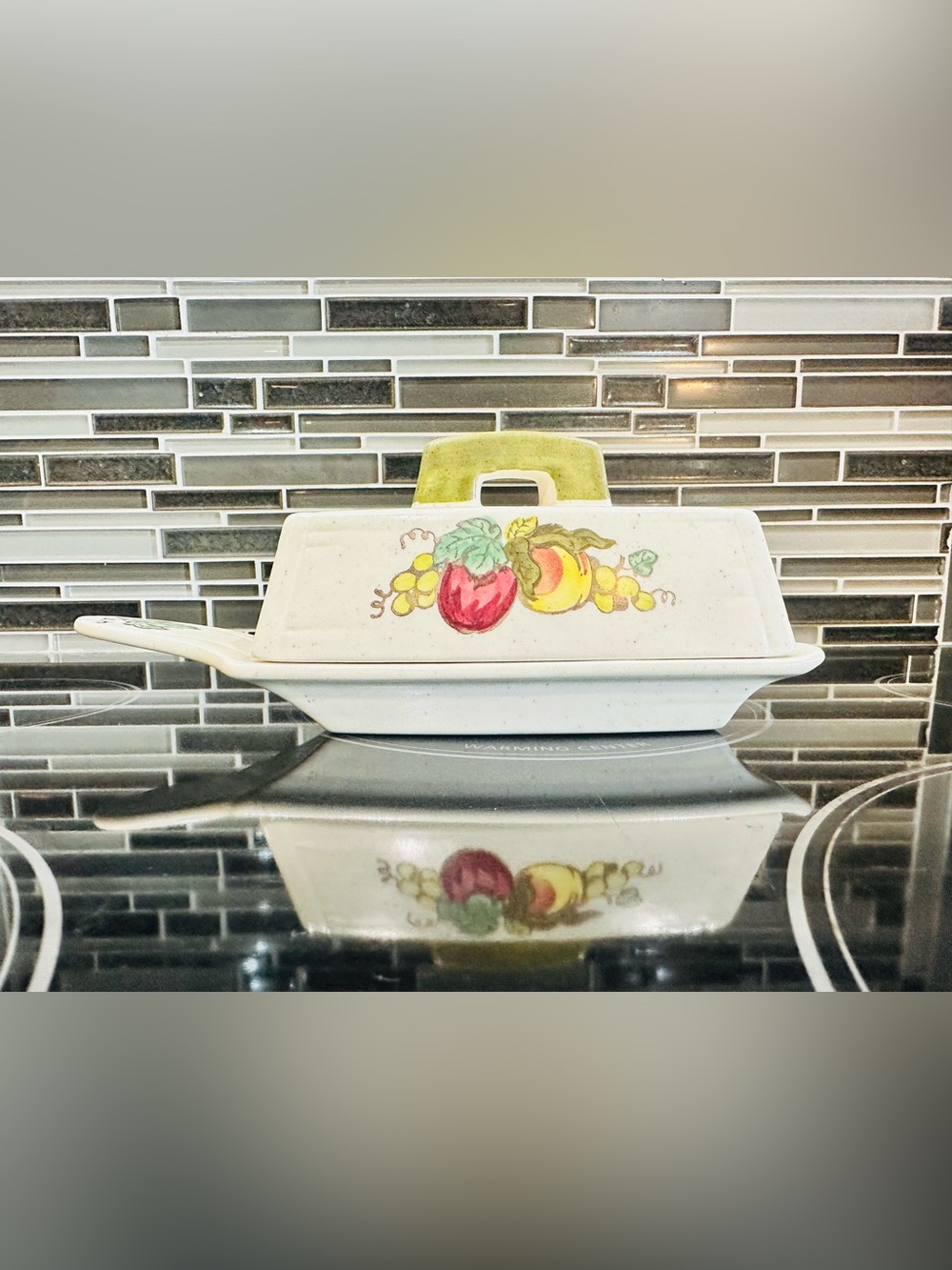 Vtg Metlox Poppytrail 1/4LB Provincial Fruit Covered Butter Dish